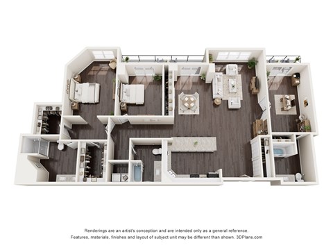 Floor plan for 2 beds, 2 baths, 2191 sqft